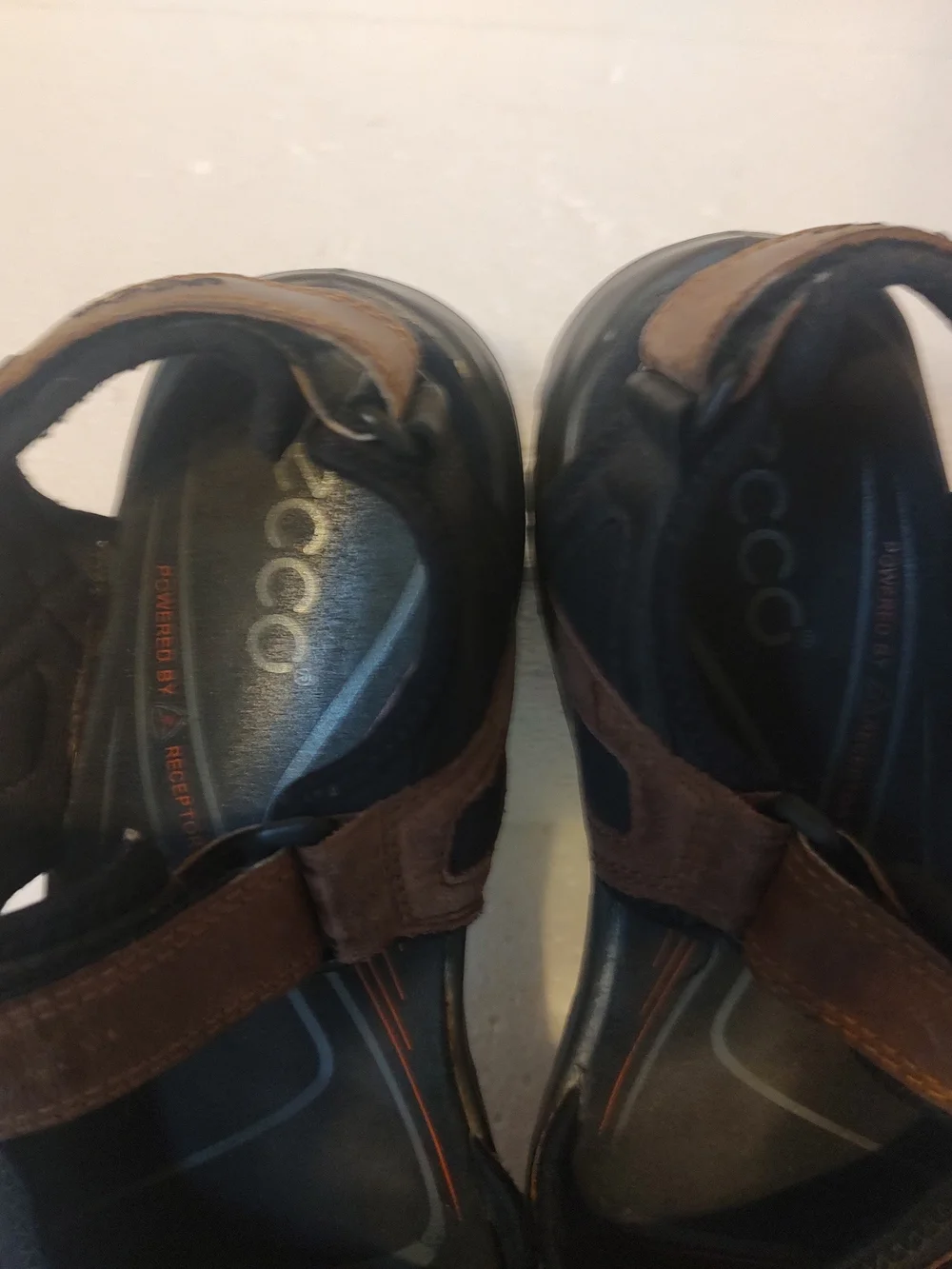 Men's Ecco Brown Leather Sport Sandals - Casual Outdoor Comfort Size 12/46